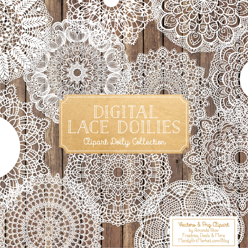 White Lace Doily Vector Clipart.