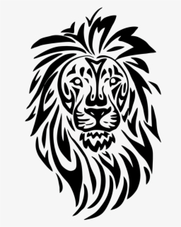 Free Lion Head Black And White Clip Art with No Background.