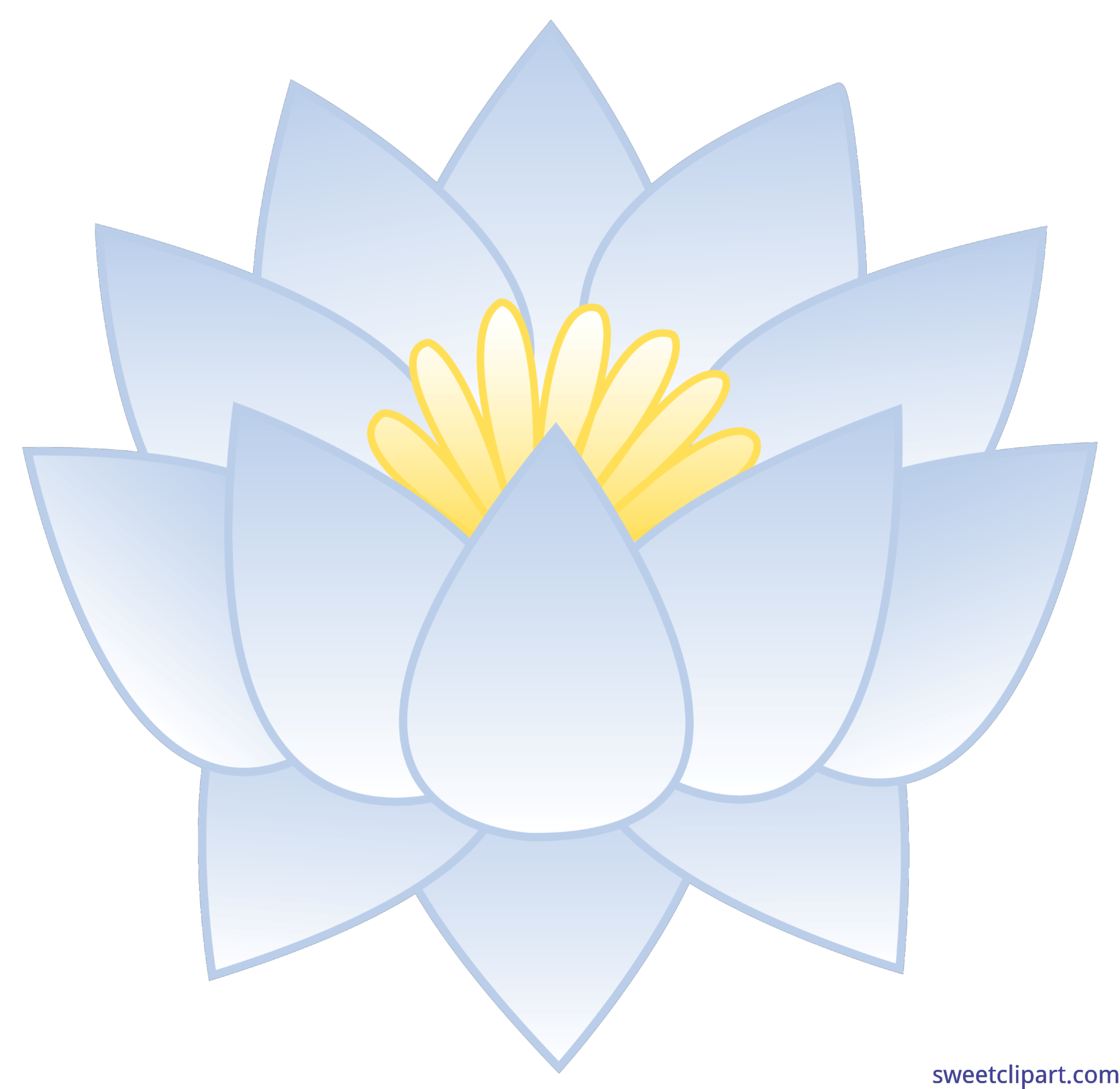 White Lotus Flower Clip Art.
