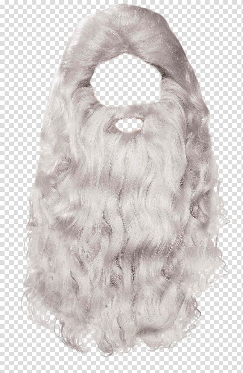 White wig, Santa Claus Mrs. Claus Beard, Beard transparent.