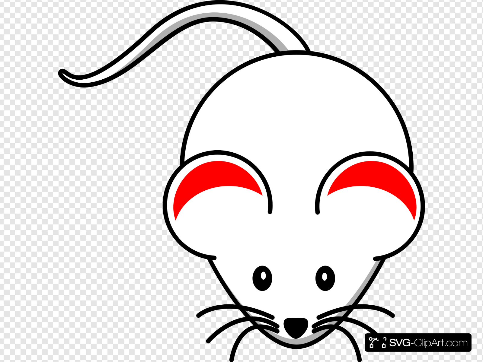 White Mouse Red Ears Clip art, Icon and SVG.