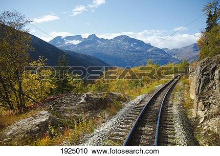 Stock Photography of railroad along white pass & yukon route.
