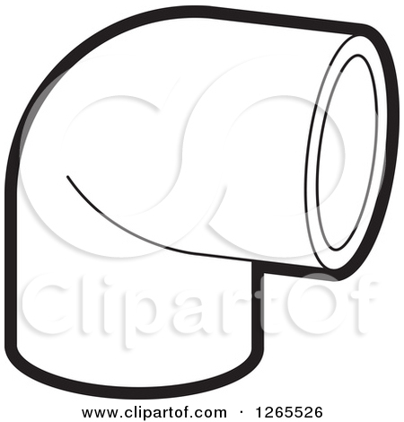 Clipart of a Black and White Pvc Pipe Joint.