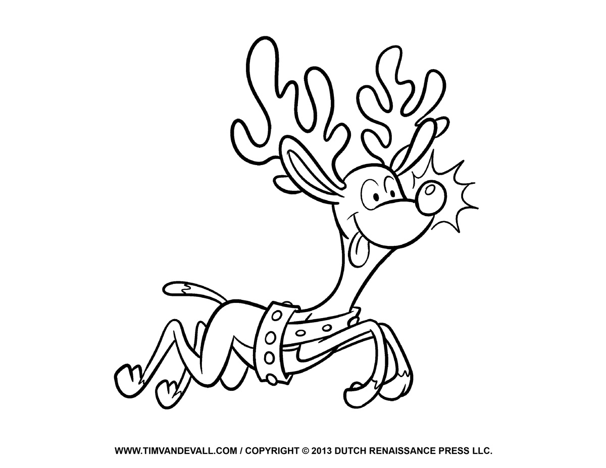 A cute black and white reindeer clipart.