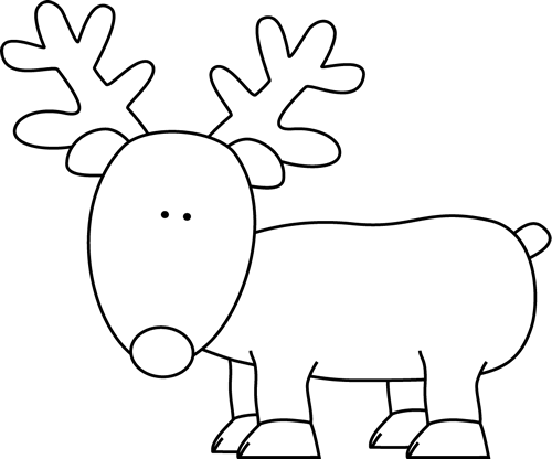 Black and White Reindeer Clip Art.