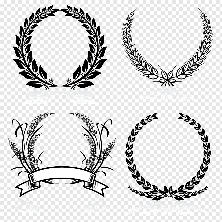 White ribbon illustration, Laurel wreath Bay Laurel graphy.