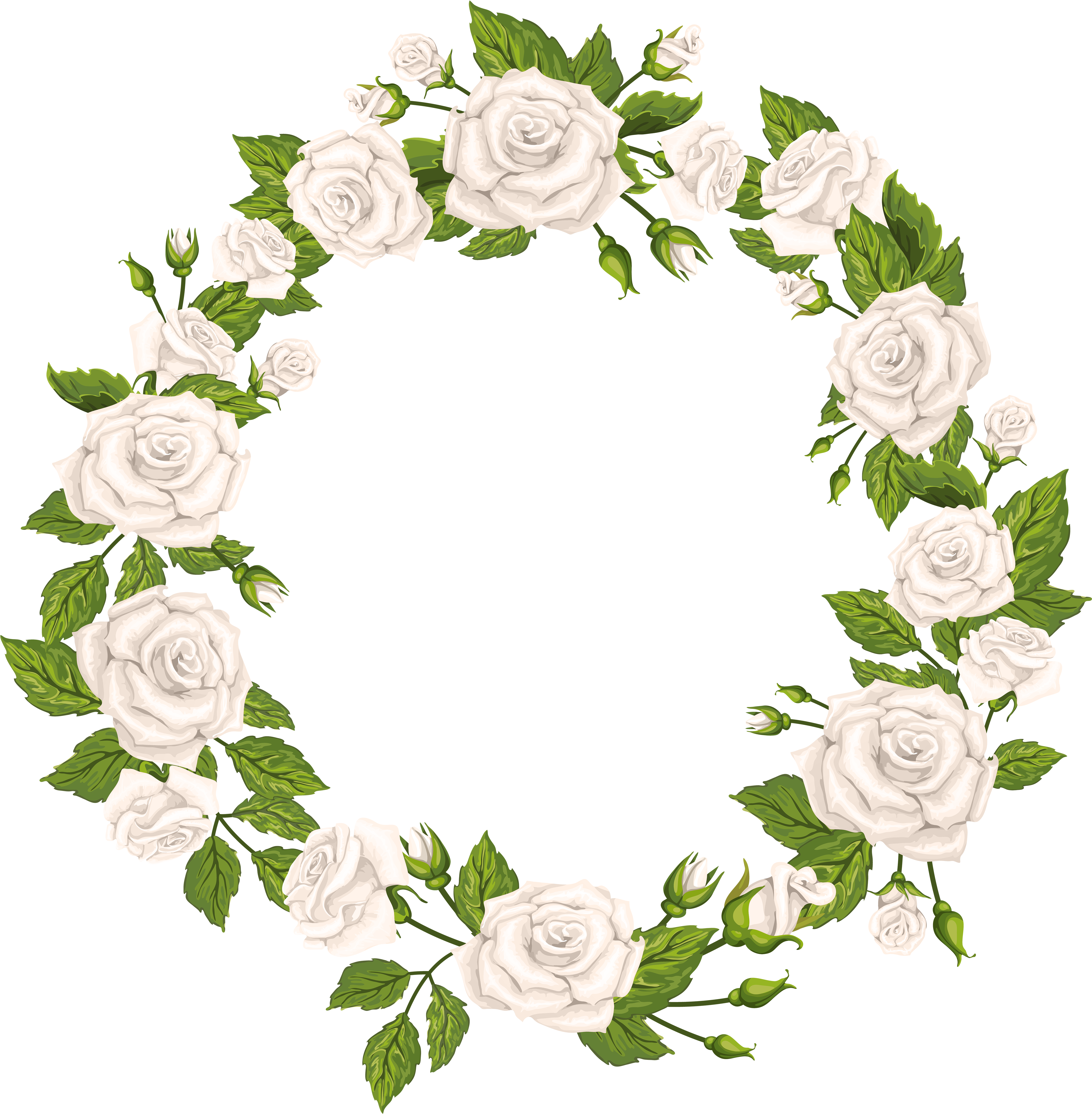White Rose Wreath Png Clipart.