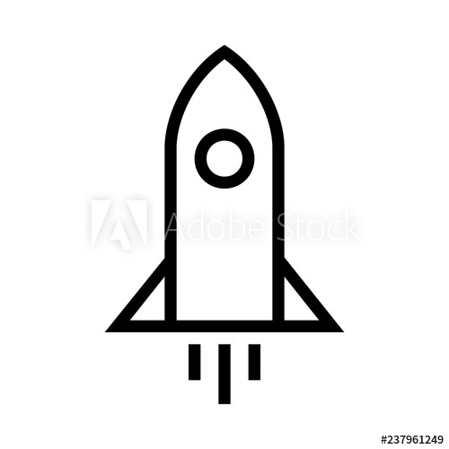 Simple Rocket Ship Outline Icon.