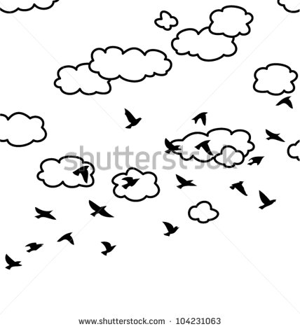 Flying Bird In The Sky Clipart Black And White.