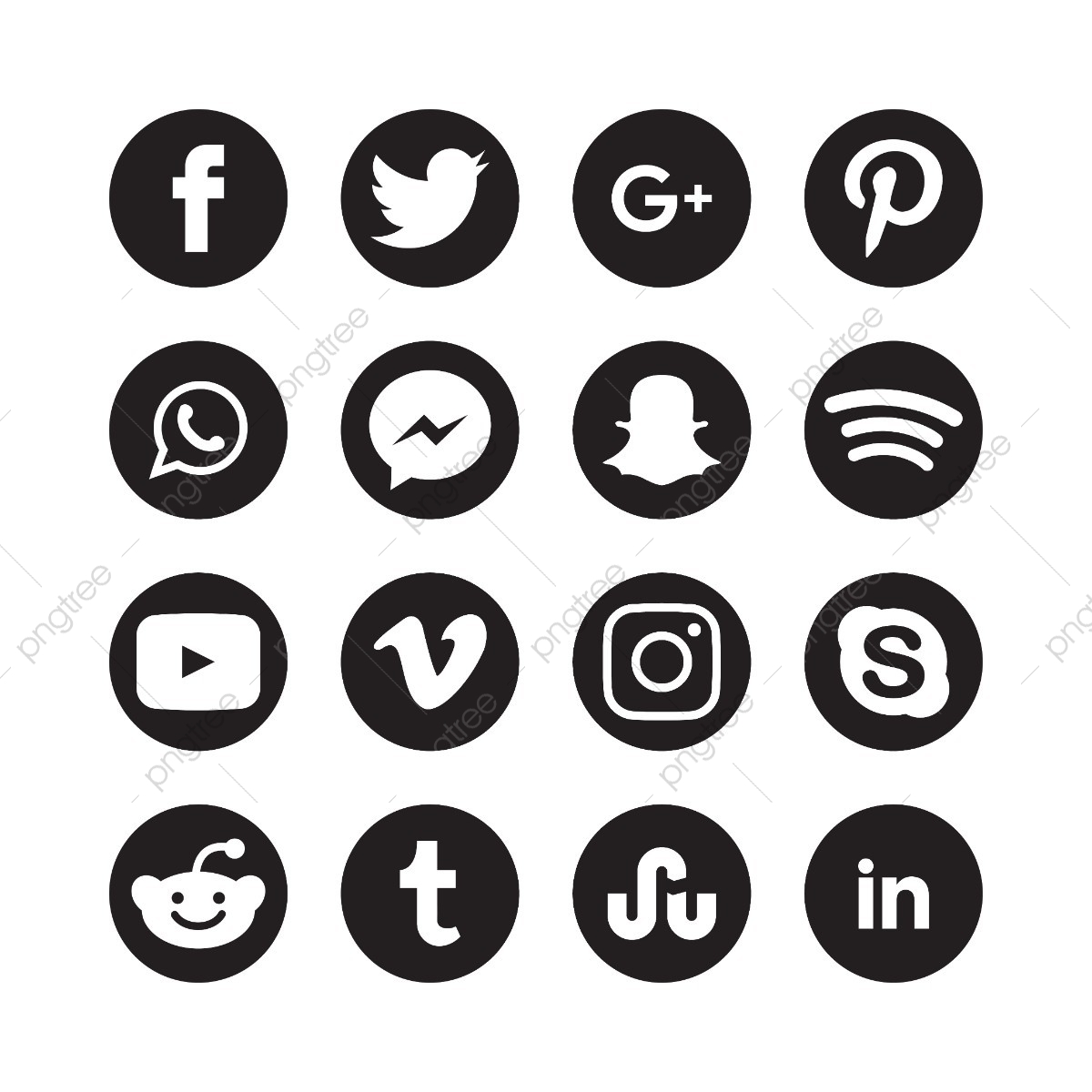 Black And White Circular Social Media Icons, Abstract, App, Black.