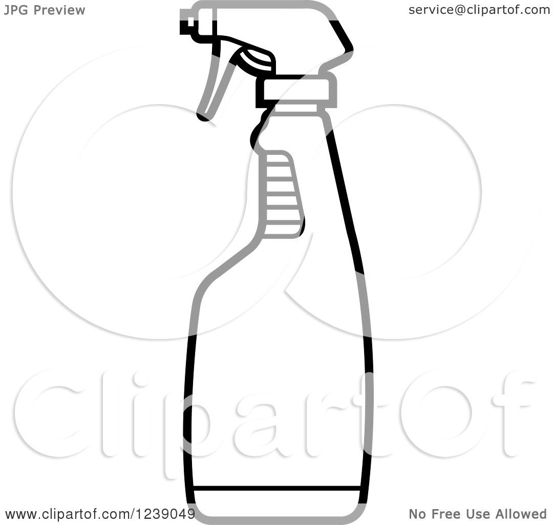 Clipart of a Black and White Spray Bottle.