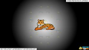 Clipart: A Beautiful Tiger Lying Down on a White And Black Gradient  Background.