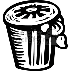 black white trash can clipart. Royalty.