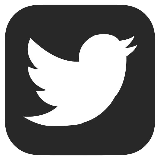 Black and white, dark grey, twitter icon.