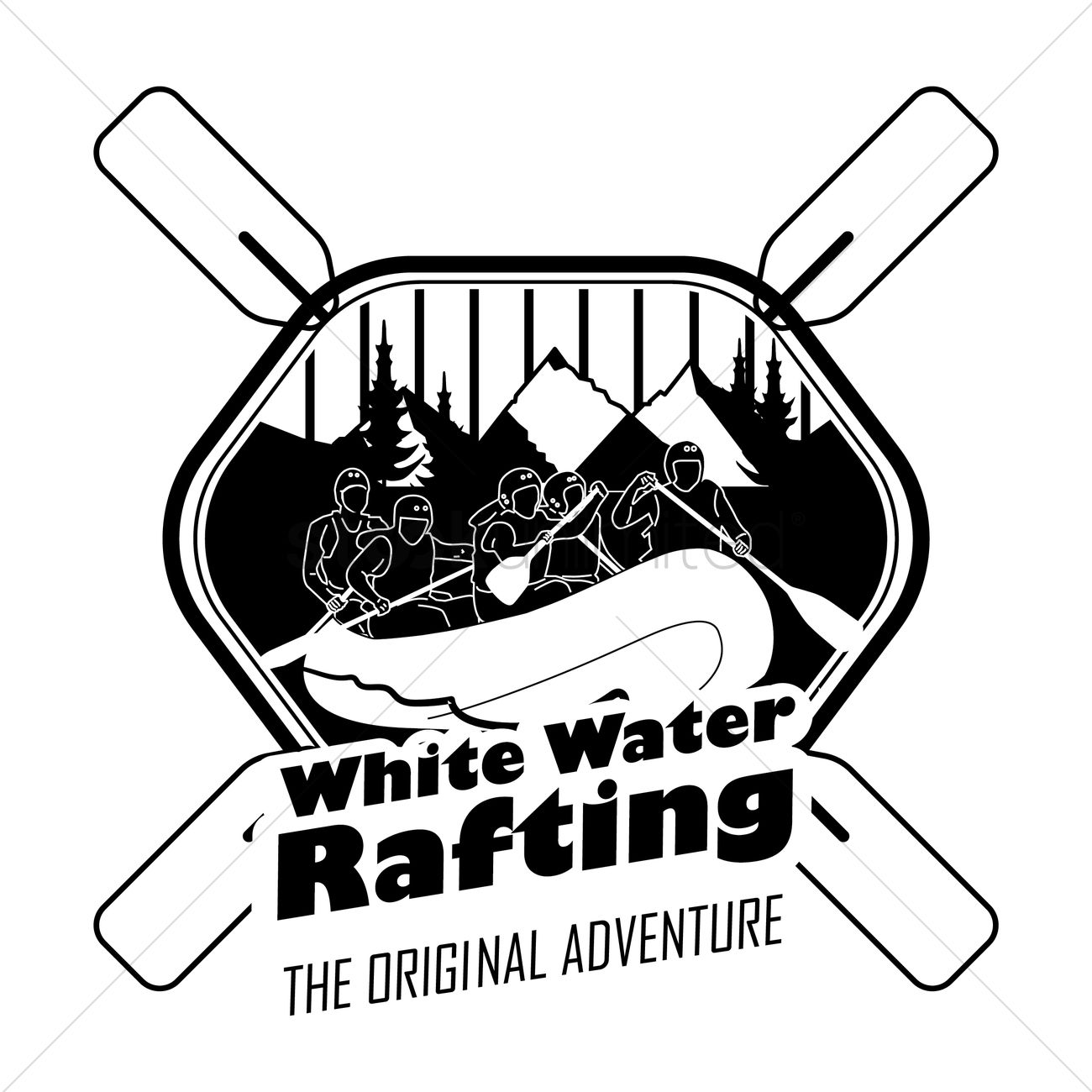 White water rafting label Vector Image.