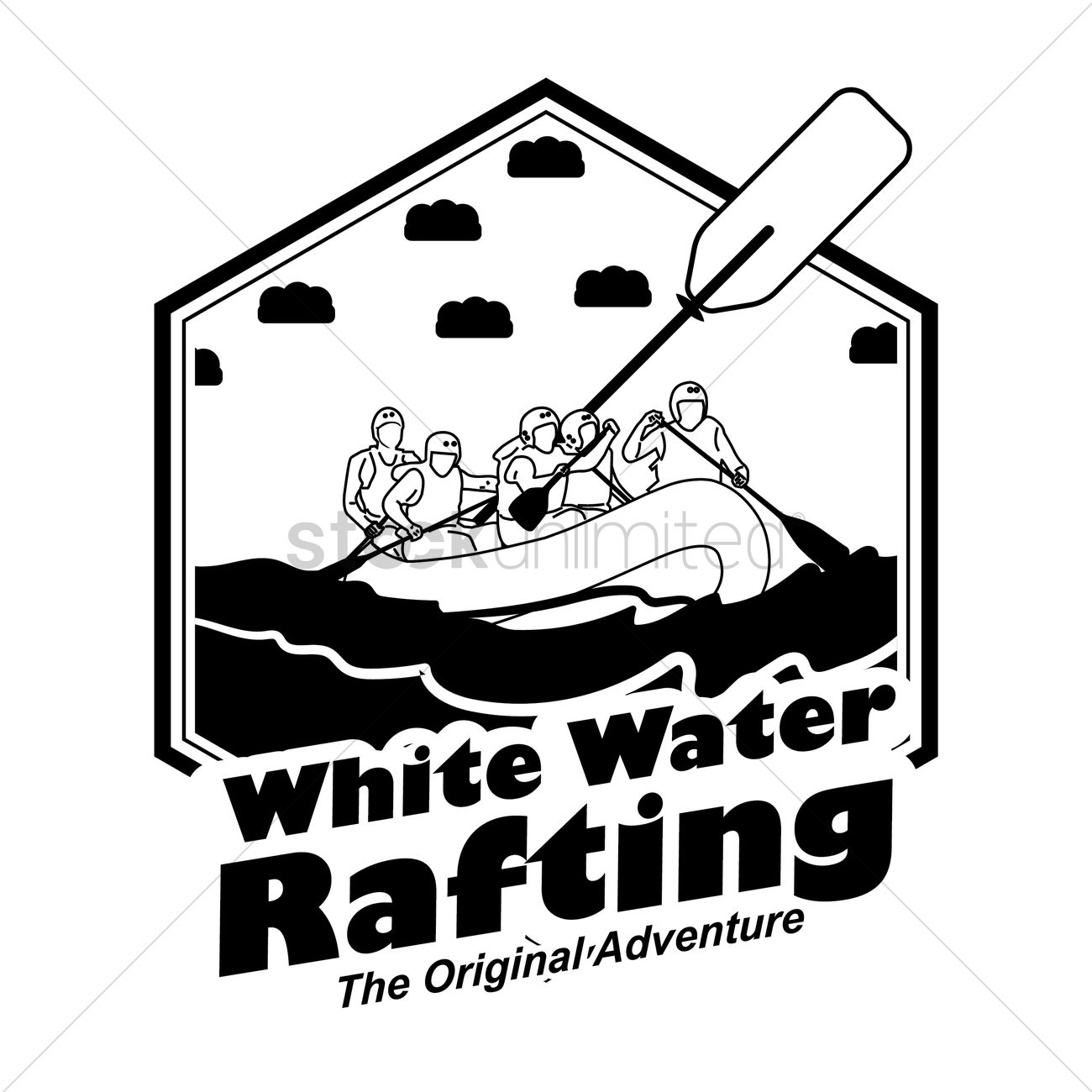 White water rafting label Vector Image.