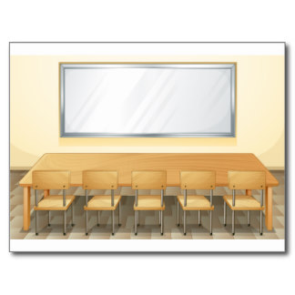 Classroom with whiteboard and.
