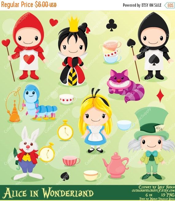 50% OFF SALE Clipart Alice in Wonderland by.
