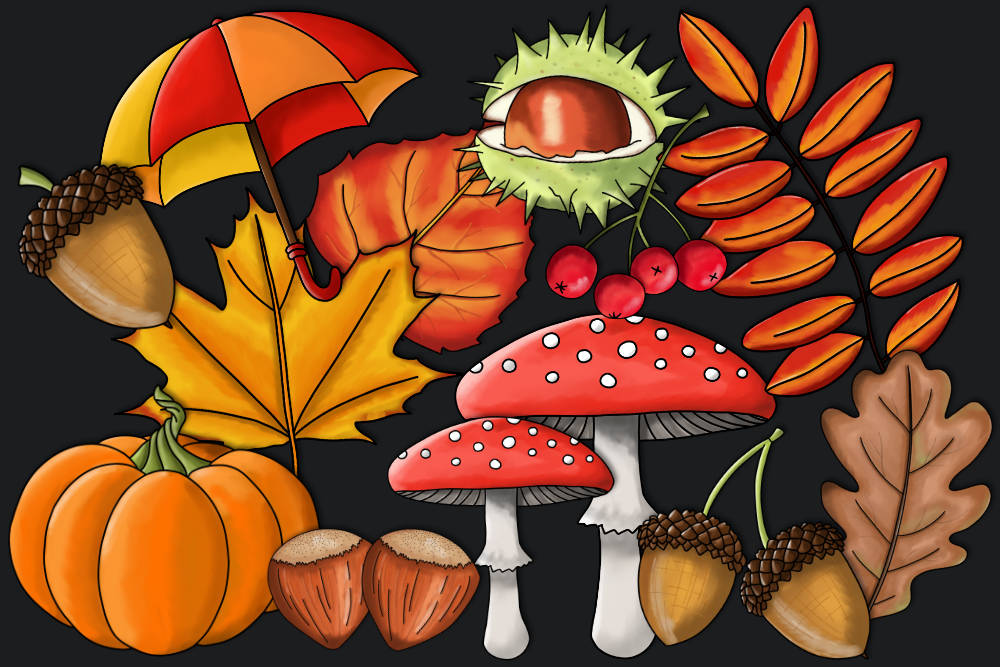 Tolles Herbst Clipart Paket.