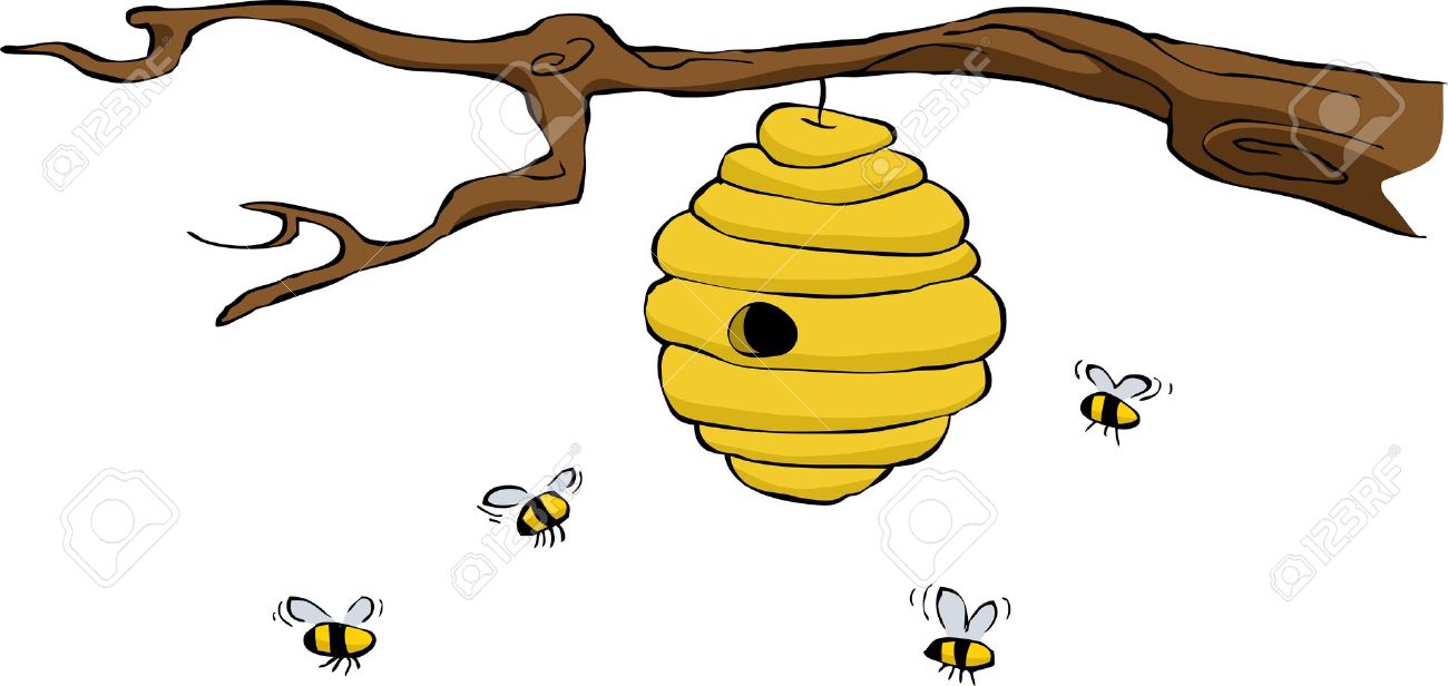 Beehive On A White Background, Vector Illustration Royalty Free.