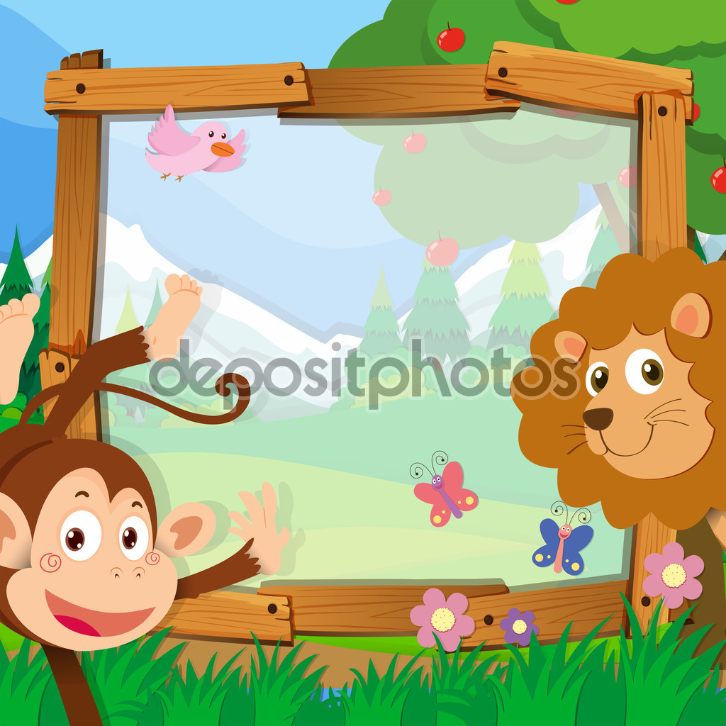 Border design with wild animals — Stock Vector © interactimages.