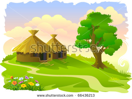 African Hut Stock Images, Royalty.