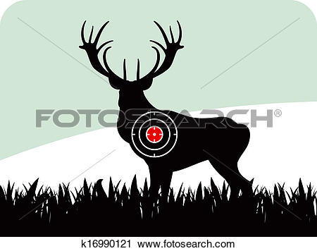 Clipart of Animated rain deer in wild nature landscape.