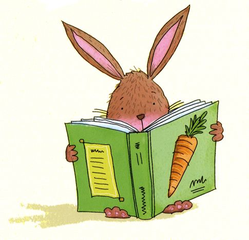 bunny reading a carrot book, illustration from very first.