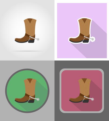 cowboy boots wild west flat icons vector illustration.
