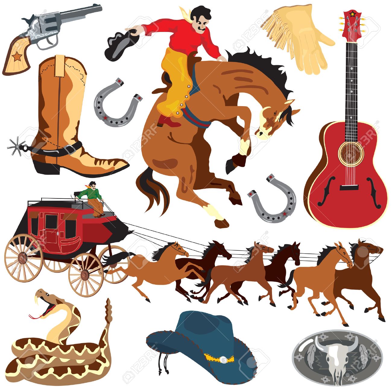 Wild West Clipart icons.