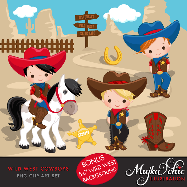 Wild West Cute Cowboy Clipart.