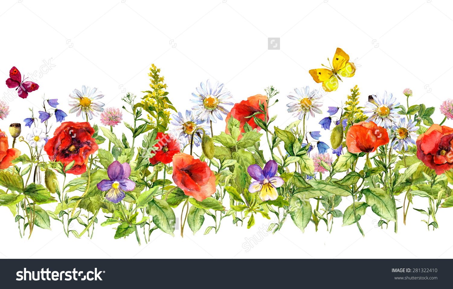 Horizontal Flower Border Clipart.