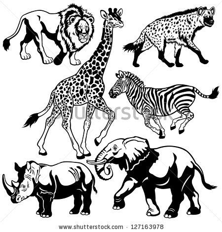 free wildlife black and white drawings.