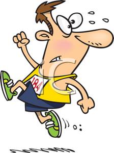 A Colorful Cartoon of a Runner Trying To Win a Race.