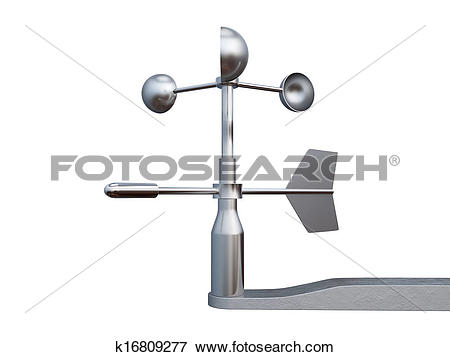 Stock Illustration of Anemometer, wind speed and direction.