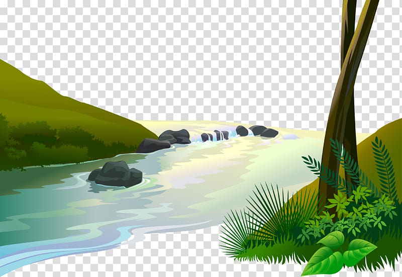 River illustration, Jungle Cartoon , river transparent.
