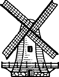 Windmill black and white clipart.