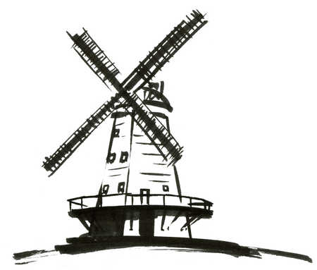 Windmill Clipart Black And White.