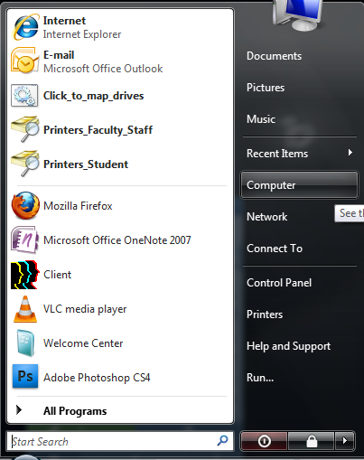 Windows 7 Start Menu.