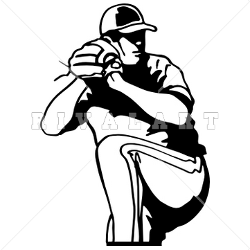 Sports Clipart Image of Man Pitching Baseball Throwing Windup.