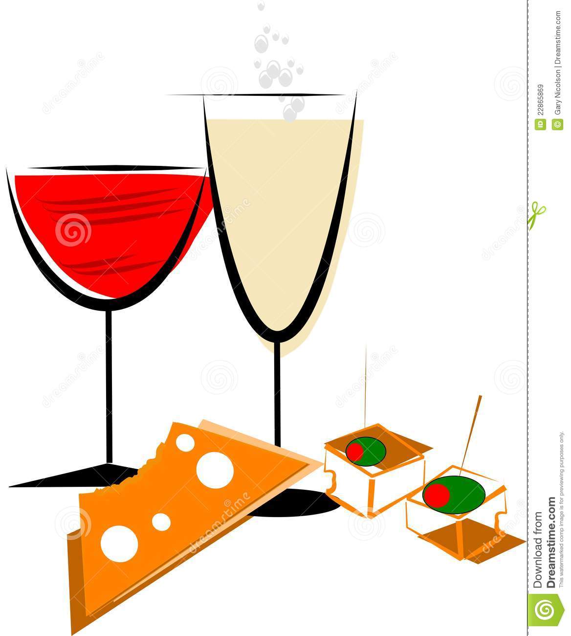Wine and Cheese Party Clipart.
