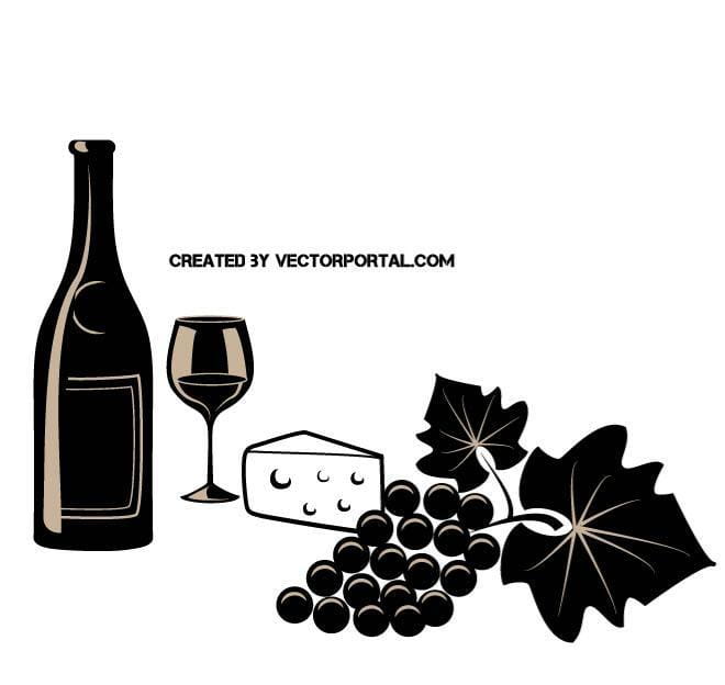 Wine and cheese vector ai, eps file.