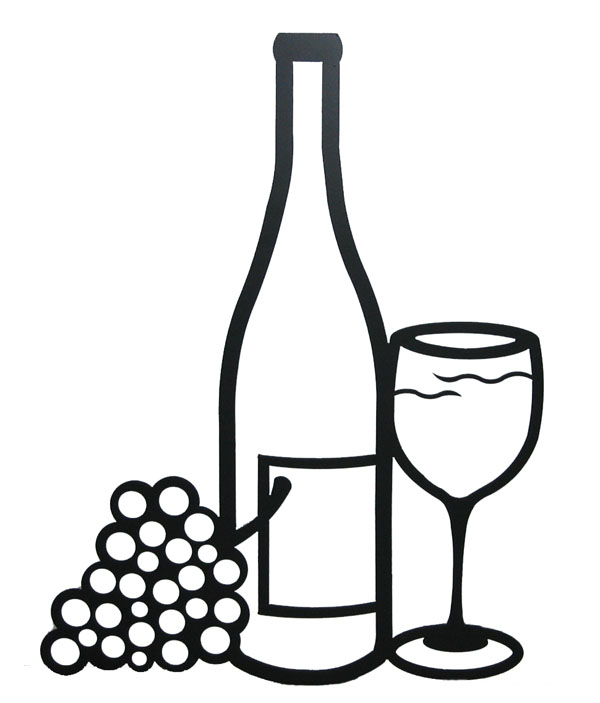 Wine bottle and glass clipart.