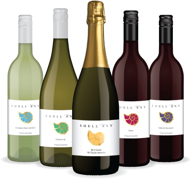 Shell Bay Wine Range Australian Wine Bottle Label.