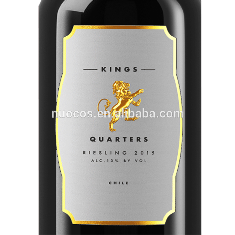 Custom Special Texture Paper Wine Labels Gold Foil Embossing Wine Bottle  Sticky Label.