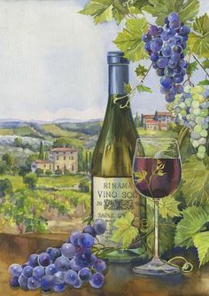 Tuscan clipart wine art.