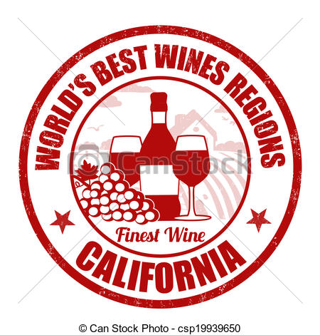 Clipart Vector of California, finest wine grunge rubber stamp on.