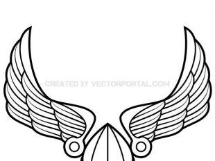 Winged Viking Helmet Vector Art.