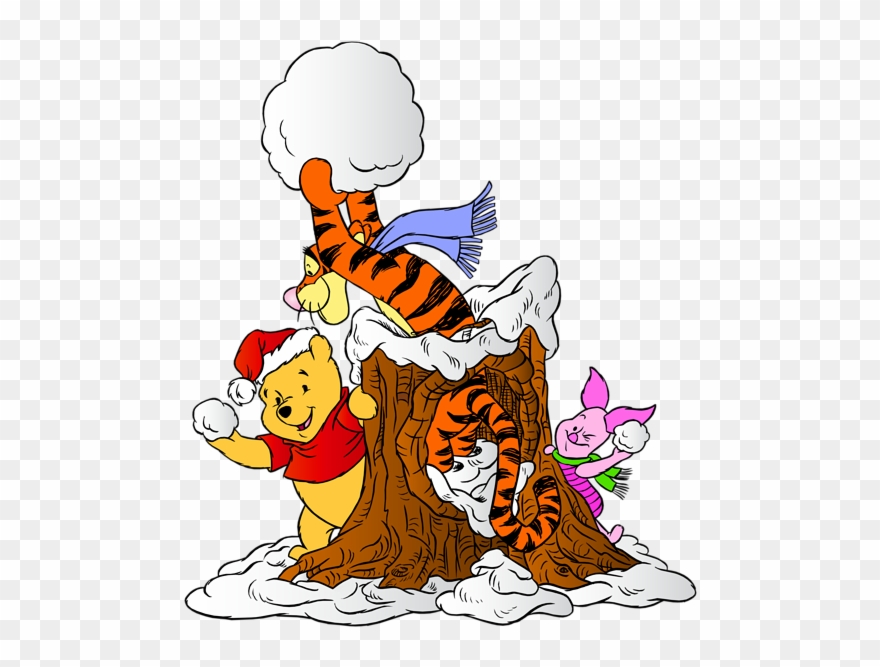 Winnie The Pooh And Friends With Snowballs Png Clip.
