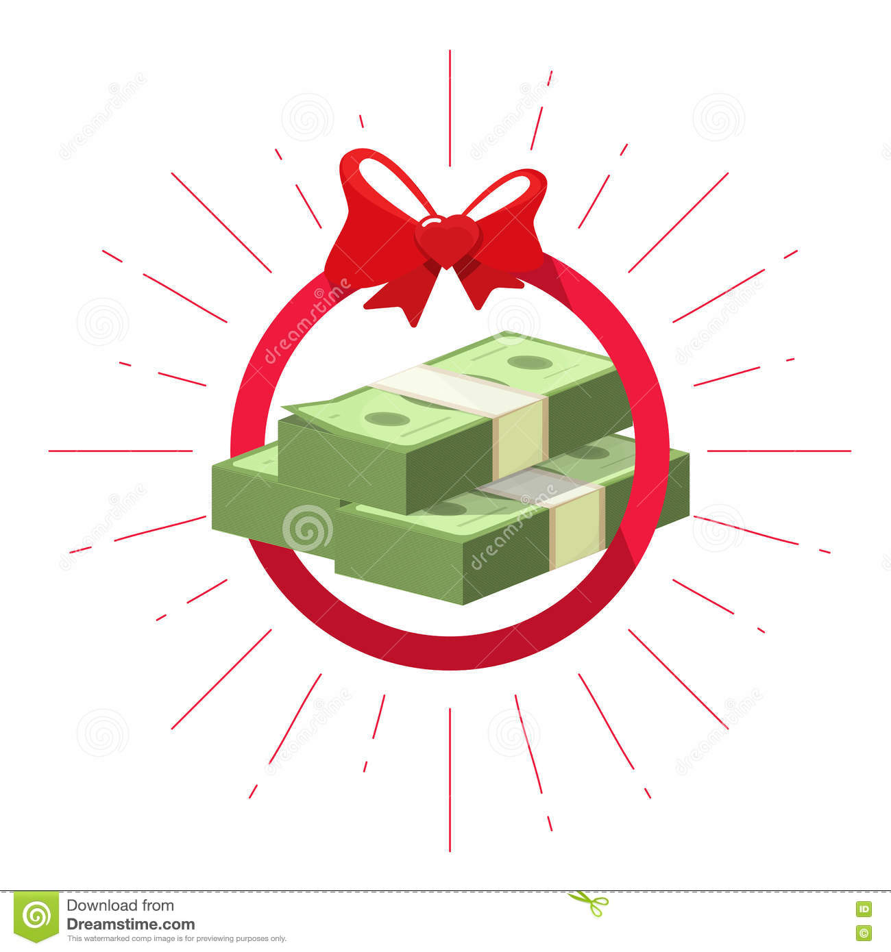 Money Prize Offer Win Vector, Pile Of Cash Bundle Gift Stock Vector.